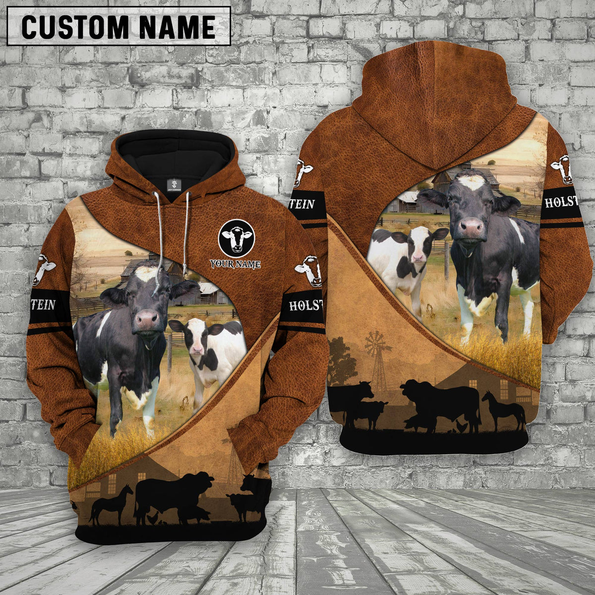 Holstein Farming Dark Brown Personalized 3D Hoodie