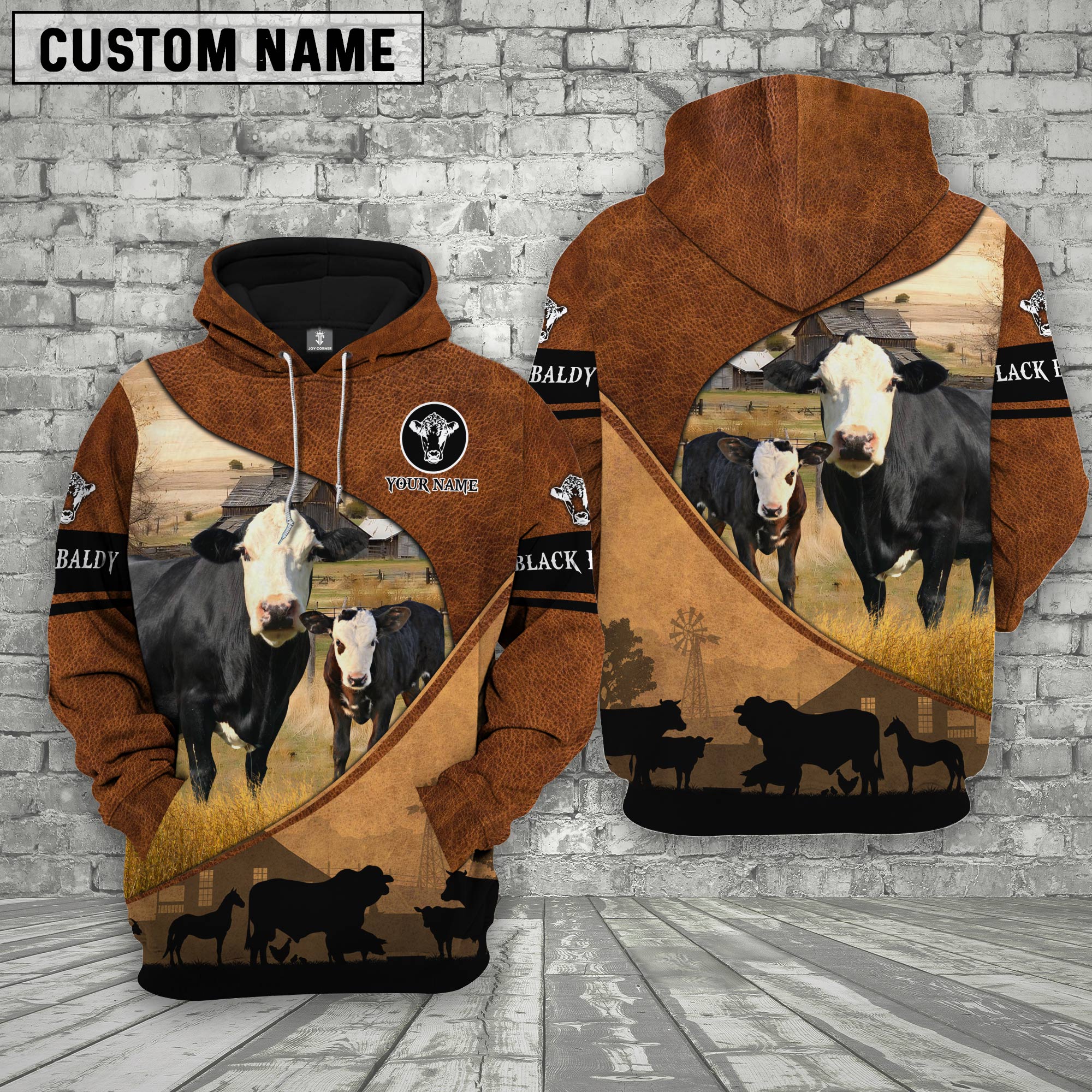 Black Baldy Farming Dark Brown Personalized 3D Hoodie