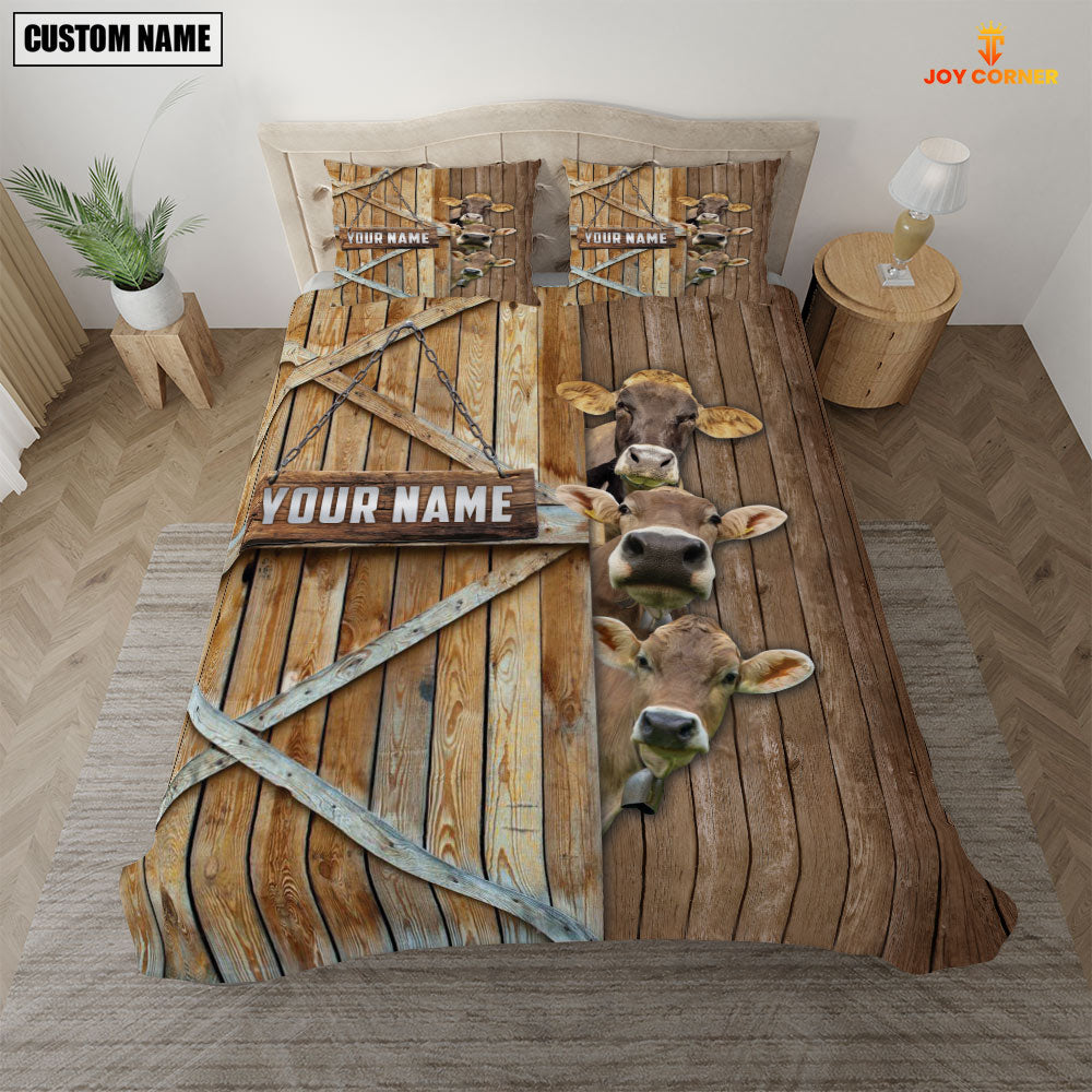 Happy Farm Brown Swiss Wooden Door Bedding Set