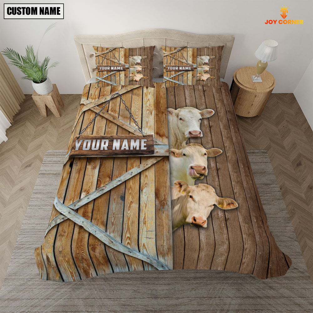 Happy Farm Charolais No Horn Wooden Door Bedding Set