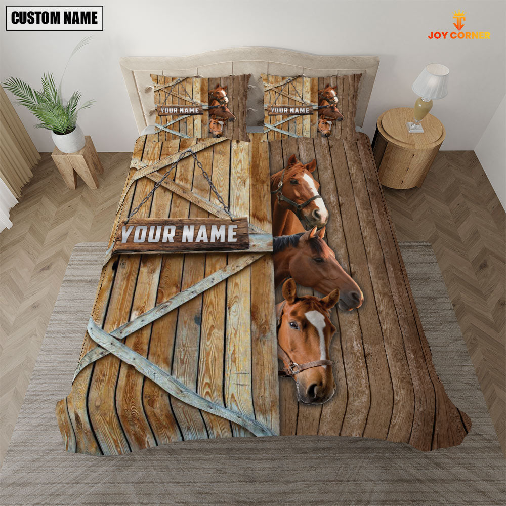 Happy Farm Horse Wooden Door Bedding Set