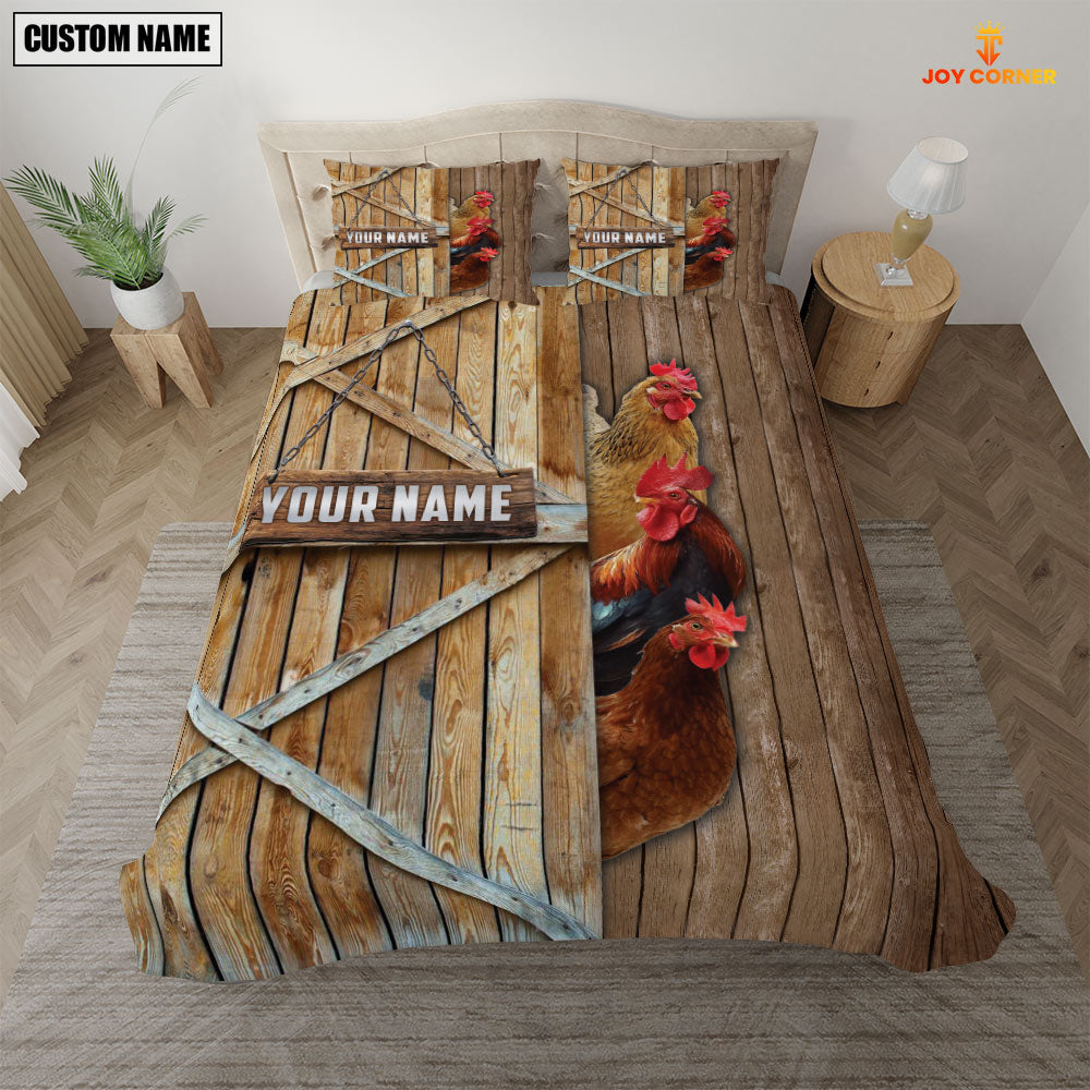 Happy Farm Chicken Wooden Door Bedding Set