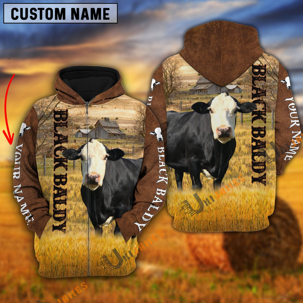 Personalized Name Farm Black Baldy Brown Hoodie