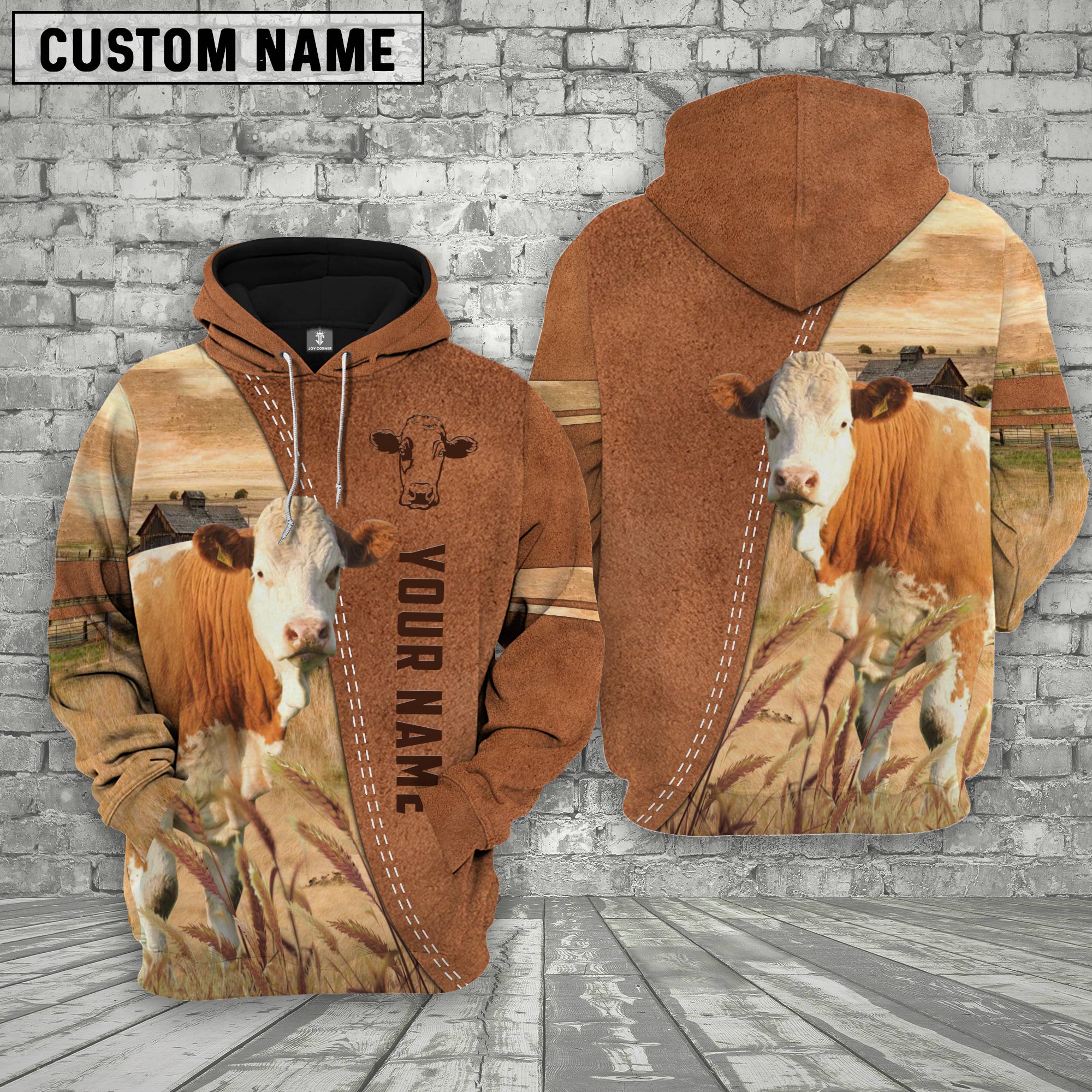 Personalized Name Fleckvieh Brown 3D Shirt
