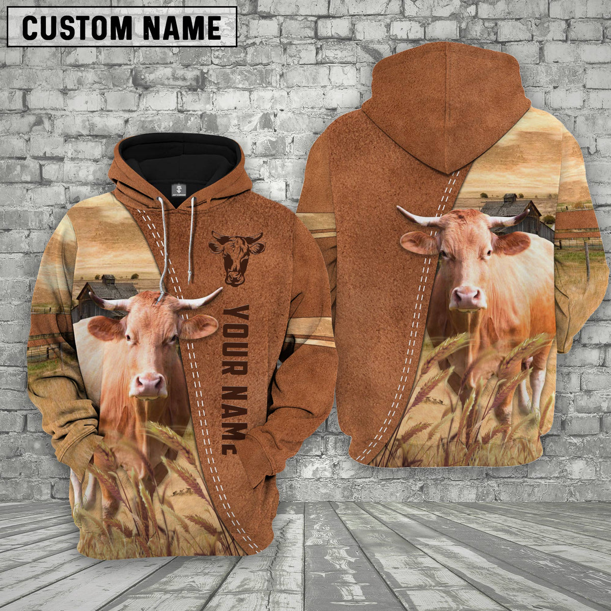Personalized Name Gelbvieh Brown 3D Shirt