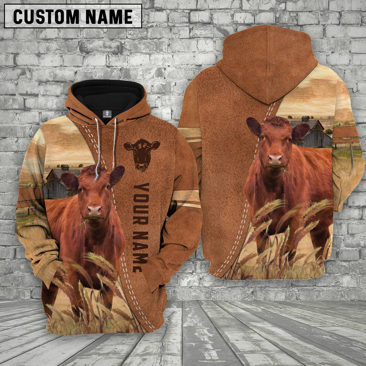 Personalized Name Red Angus Brown 3D Shirt
