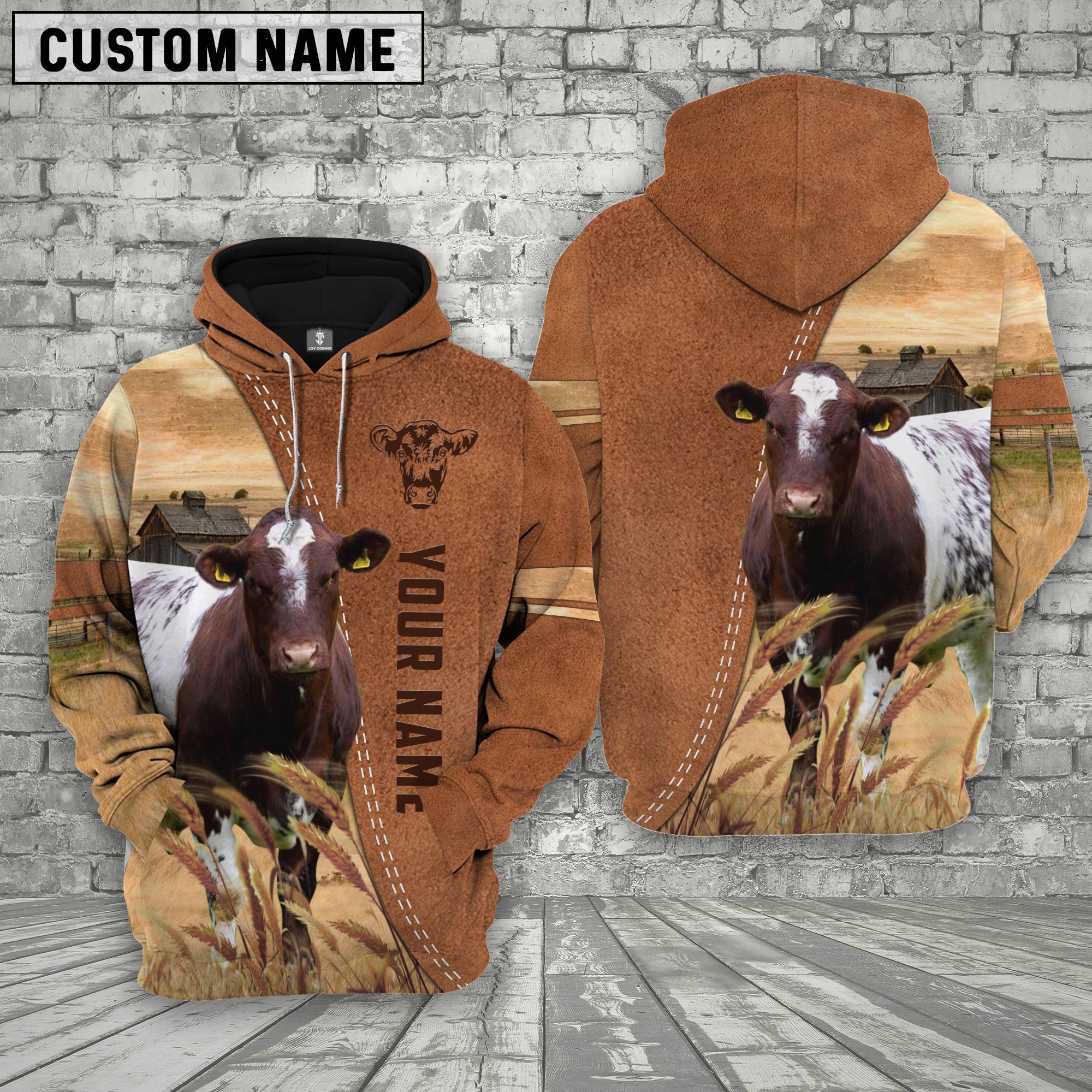 Personalized Name Shorthorn Brown 3D Shirt