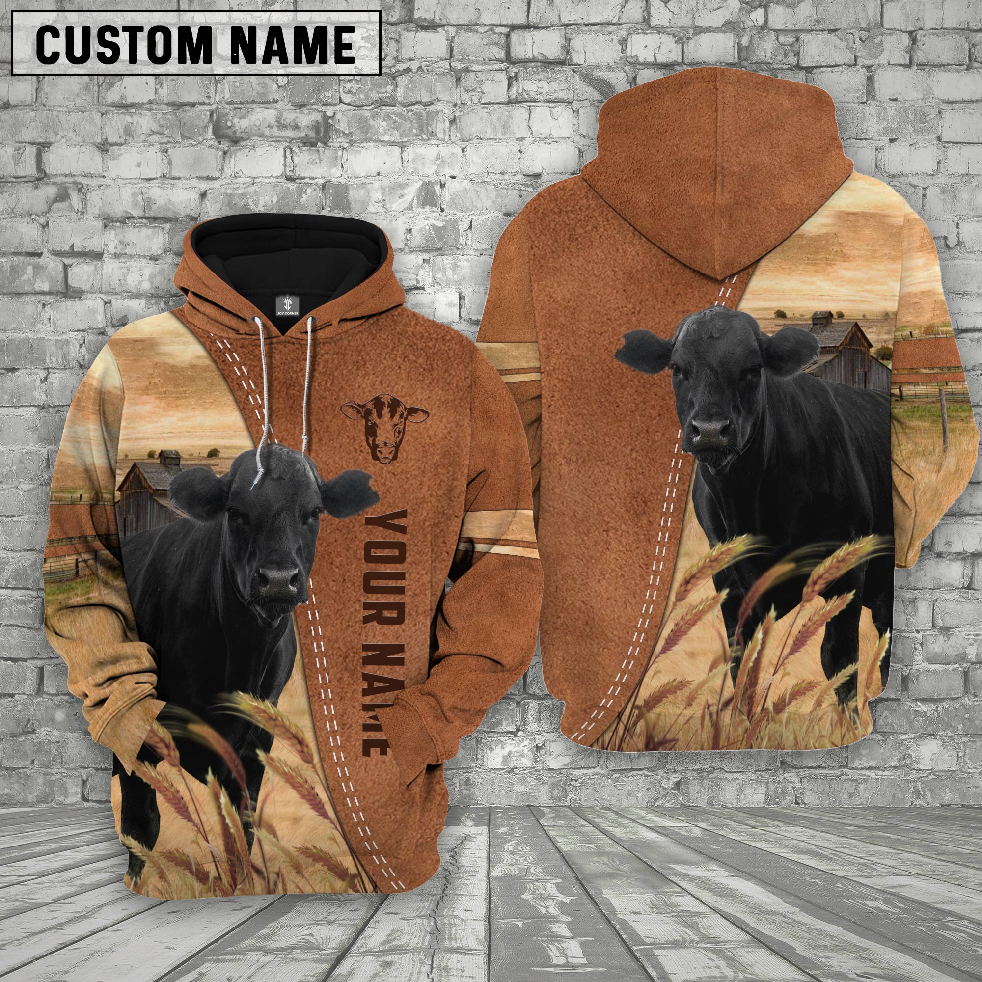 Personalized Name Black Angus Brown 3D Shirt