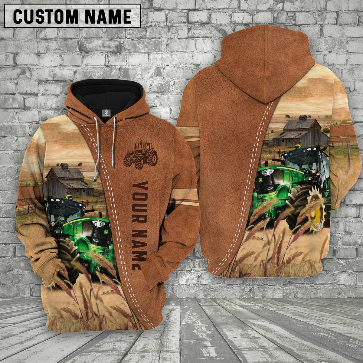 Personalized Name Tractor Brown 3D Shirt
