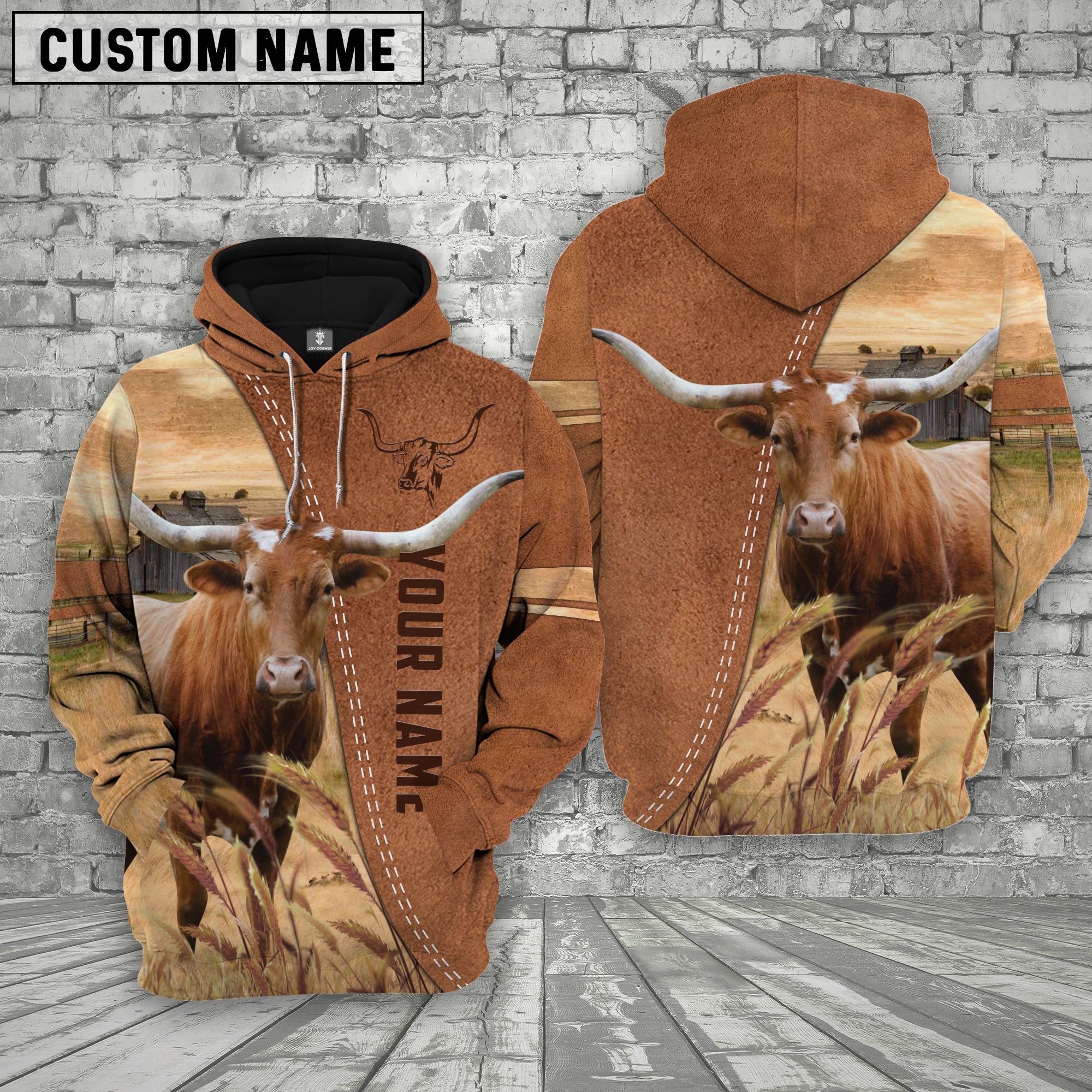 Personalized Name TX Longhorn Brown 3D Shirt