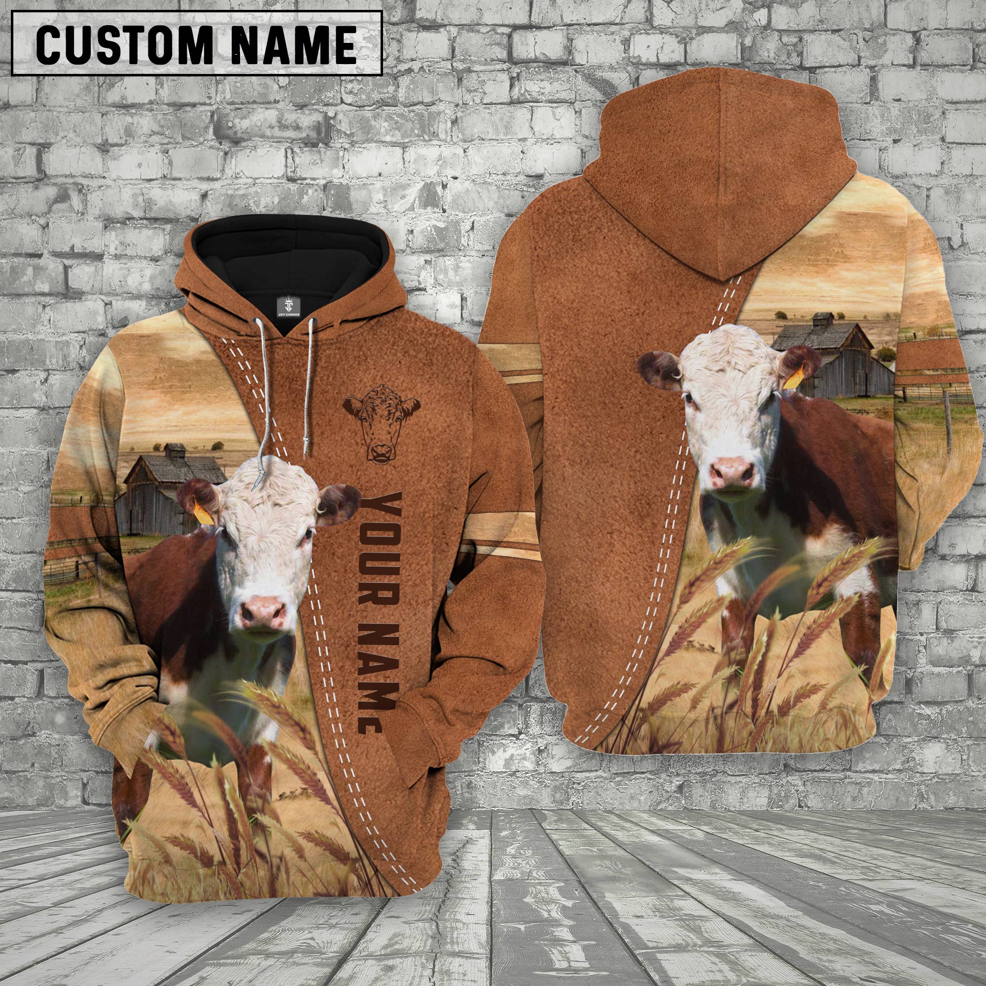 Personalized Name Hereford Brown 3D Shirt
