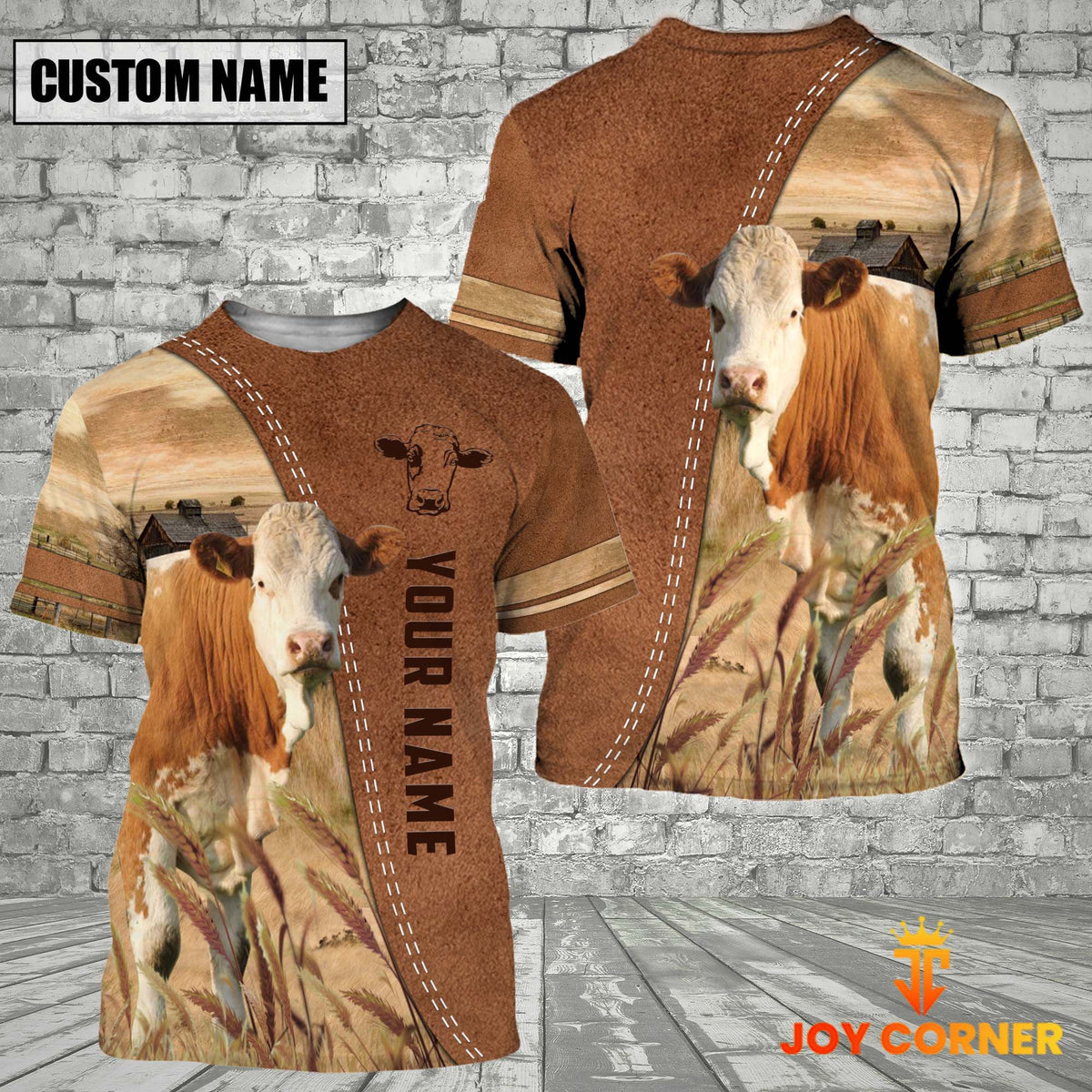 Personalized Name Fleckvieh Brown 3D Shirt