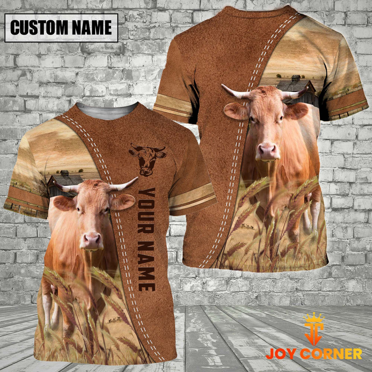 Personalized Name Gelbvieh Brown 3D Shirt