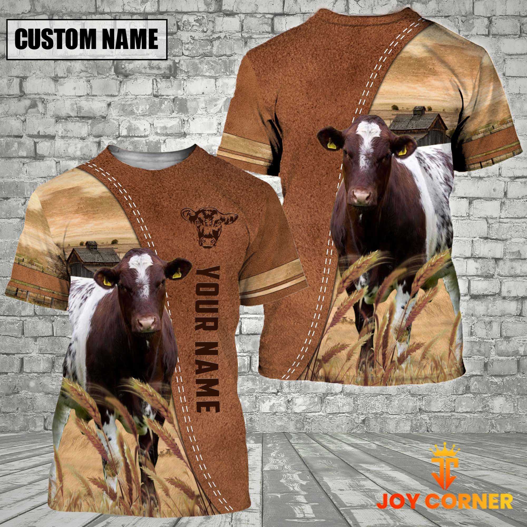 Personalized Name Shorthorn Brown 3D Shirt