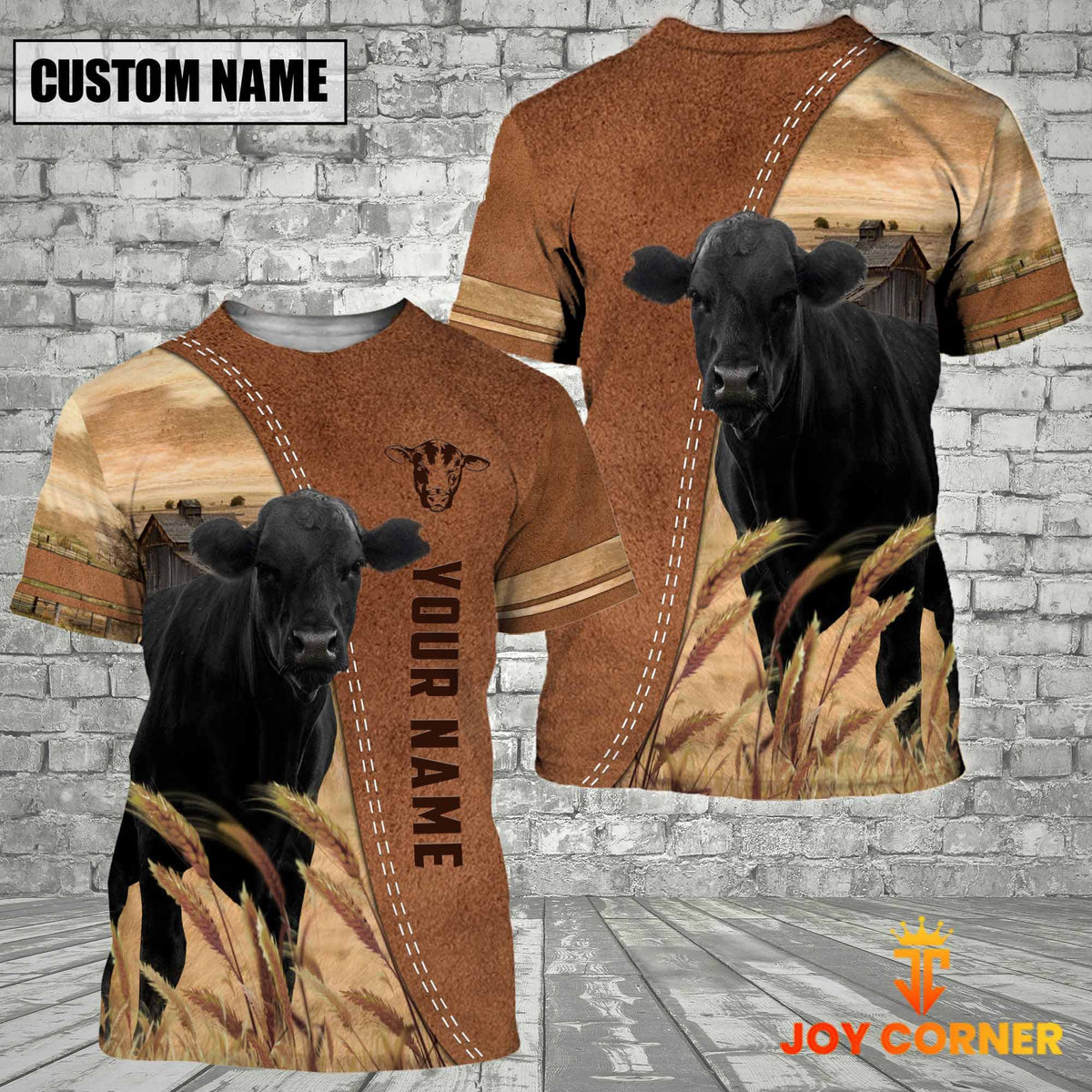 Personalized Name Black Angus Brown 3D Shirt