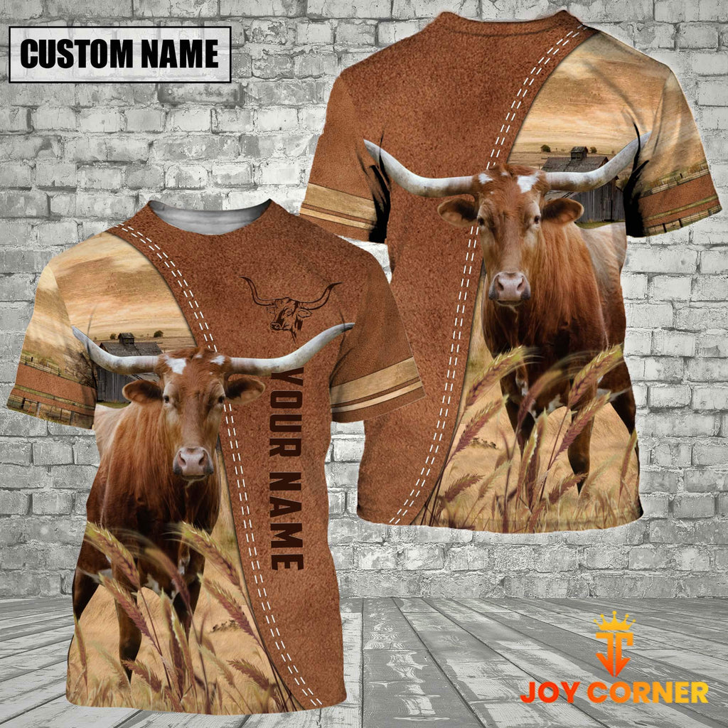 Personalized Name TX Longhorn Brown 3D Shirt