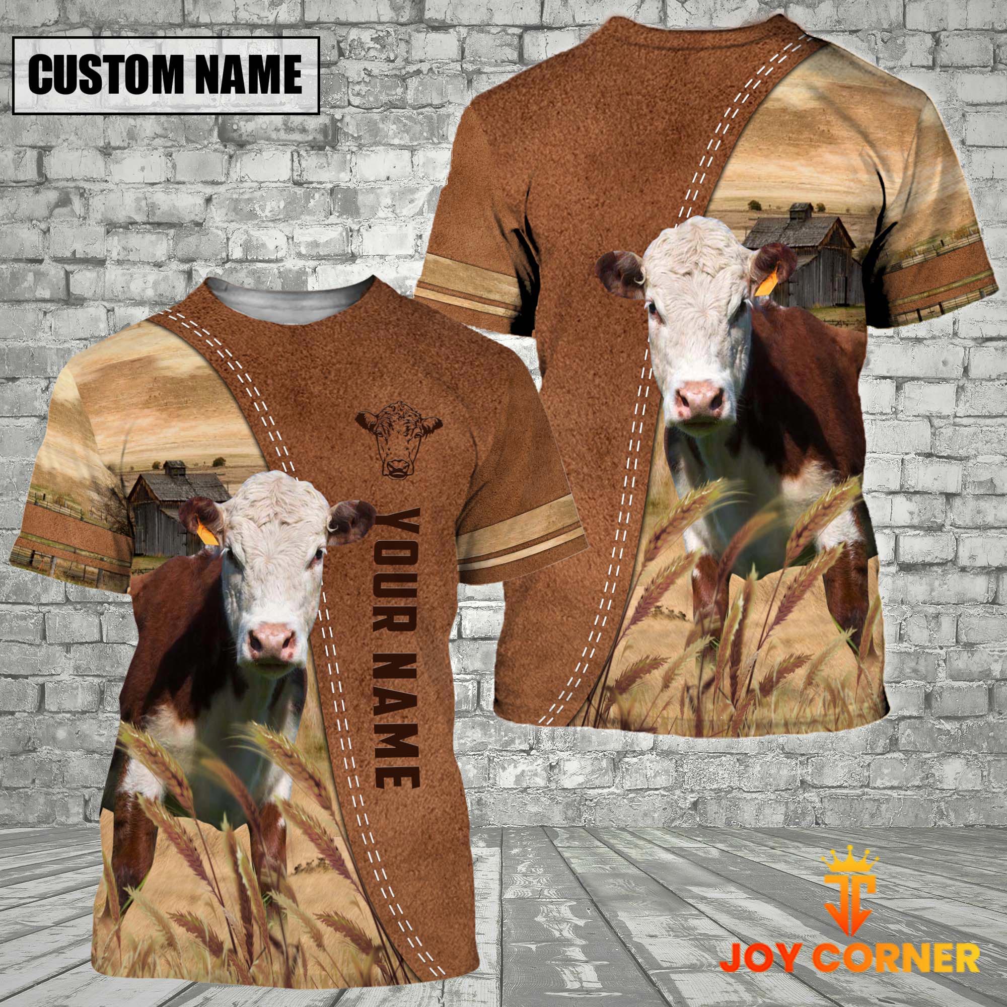 Personalized Name Hereford Brown 3D Shirt