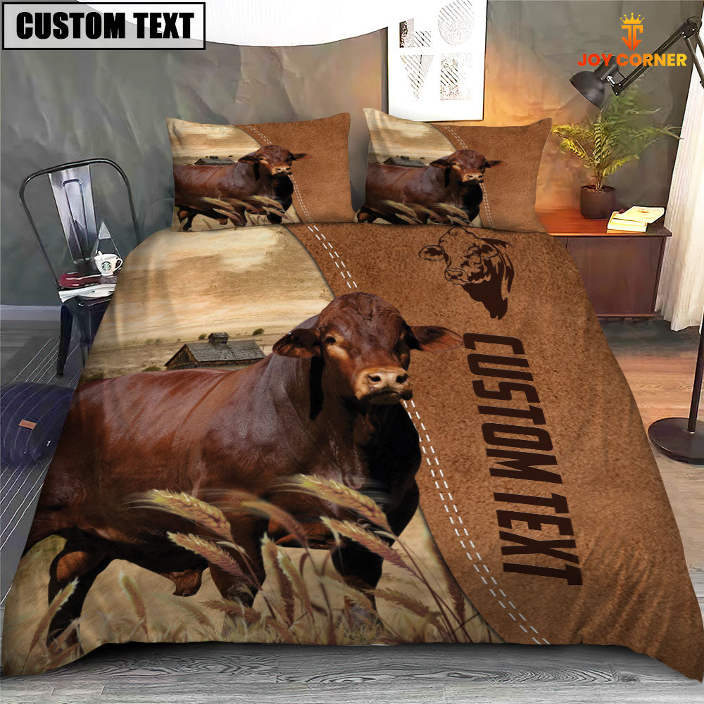 Custom Name Beefmaster Cattle Brown Bedding Set