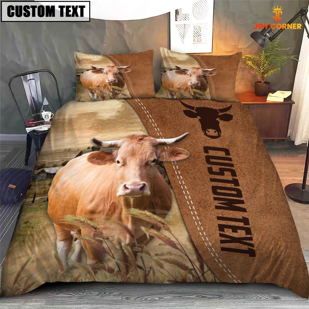 Custom Name Gelbvieh Cattle Brown Bedding Set