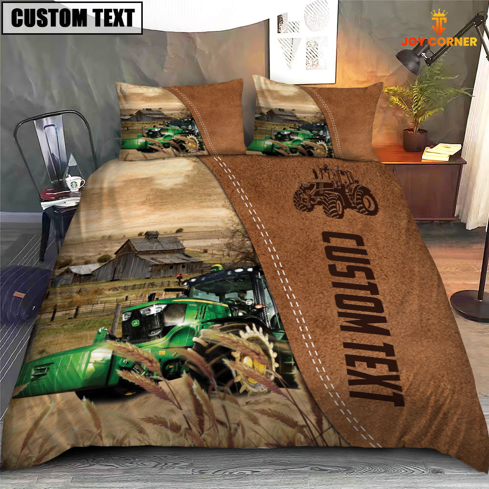 Custom Name Tractor Cattle Brown Bedding Set