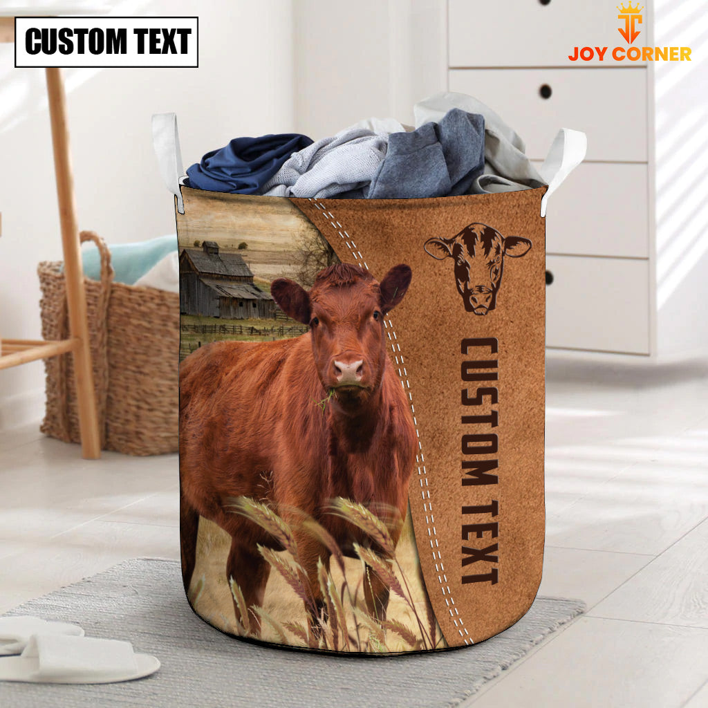 Red Angus Brown Farm Custom Name Laundry Basket