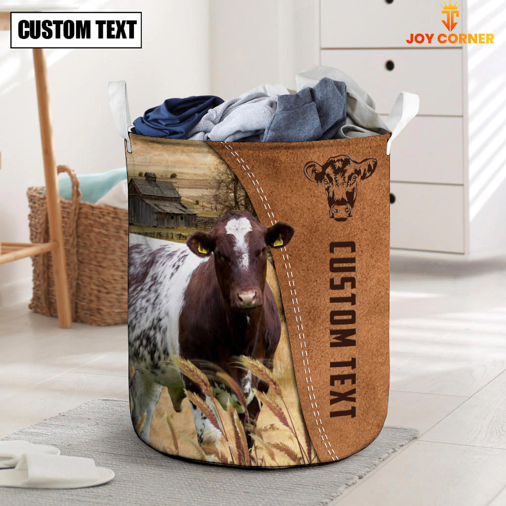 Shorthorn Brown Farm Custom Name Laundry Basket