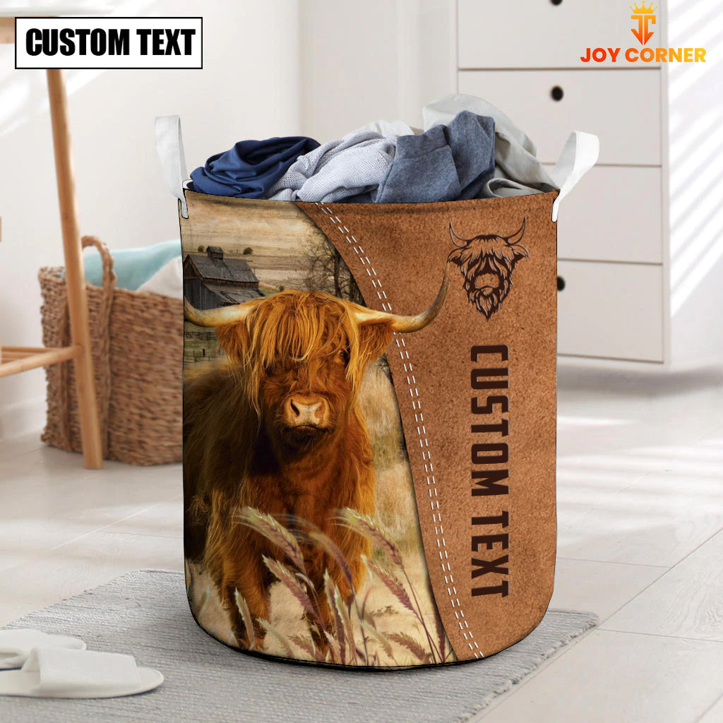 Highland Brown Farm Custom Name Laundry Basket