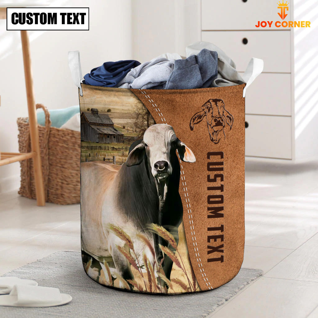 Brahman Brown Farm Custom Name Laundry Basket