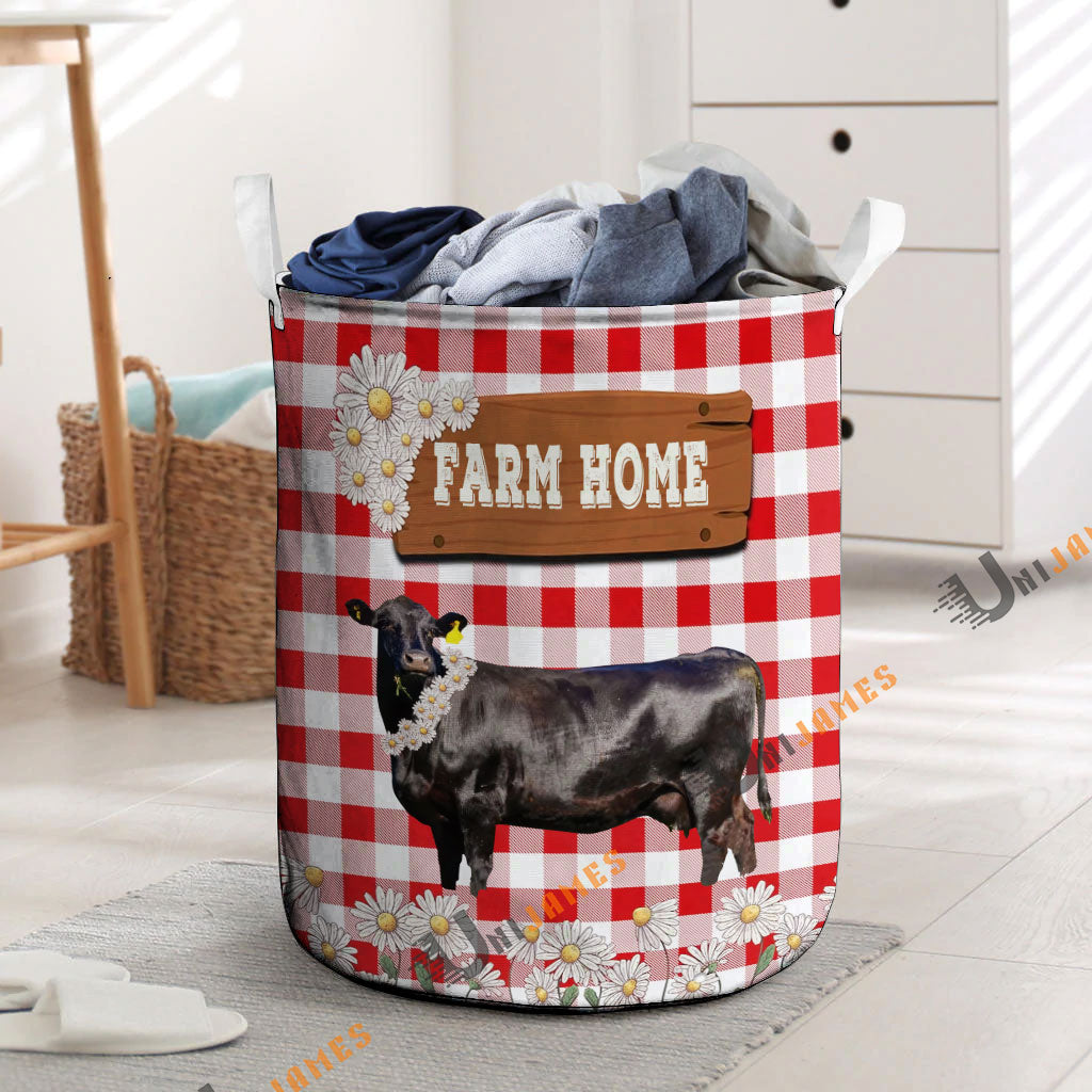 Personalized Black Angus Daisy Flower Laundry Basket