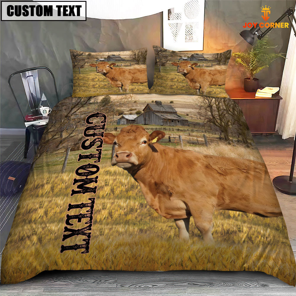 Personalized Name Limousin Cattle On The Farm 3D Bedding Set