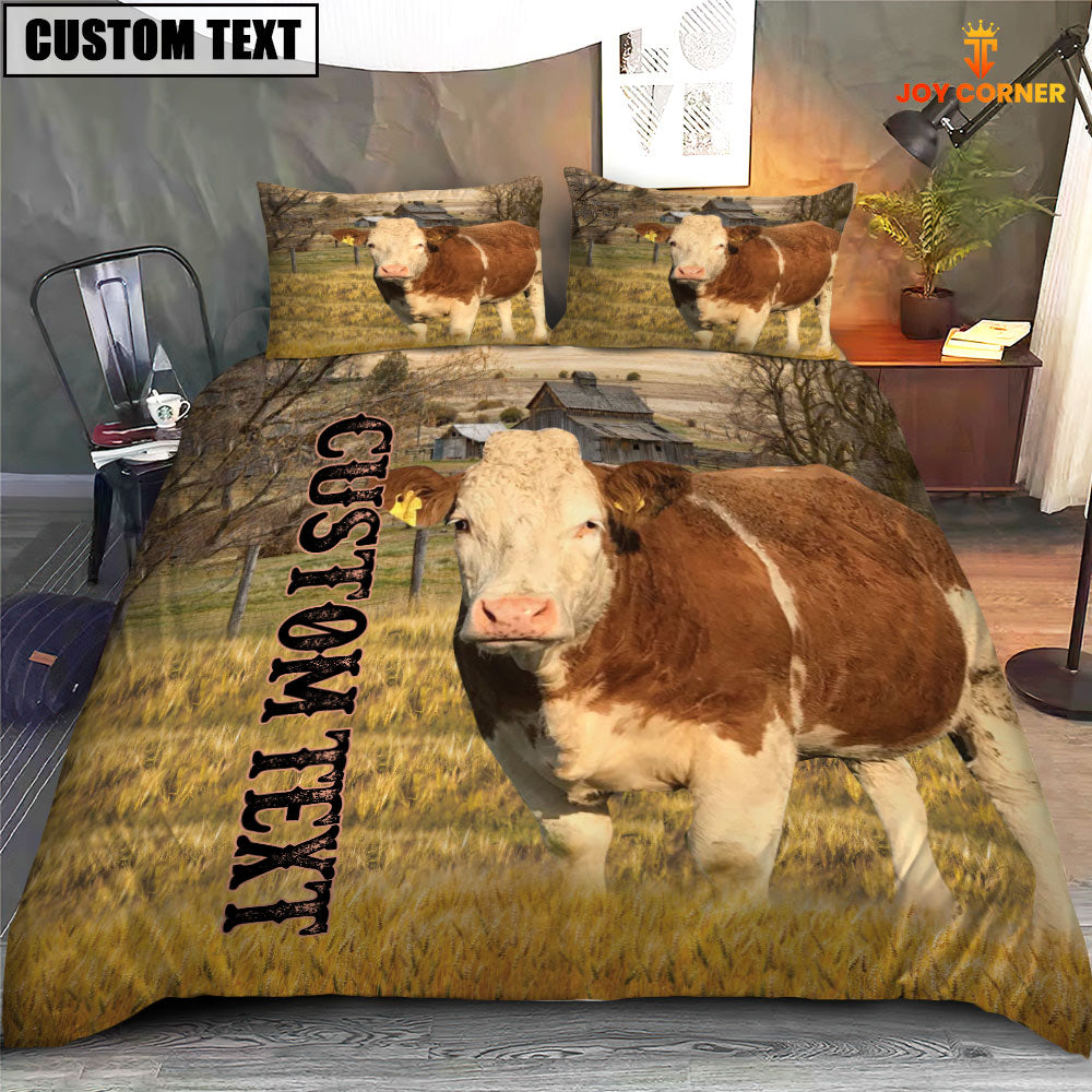 Personalized Name Simmental Cattle On The Farm 3D Bedding Set