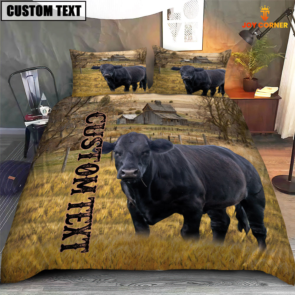 Personalized Name Angus Cattle On The Farm 3D Bedding Set