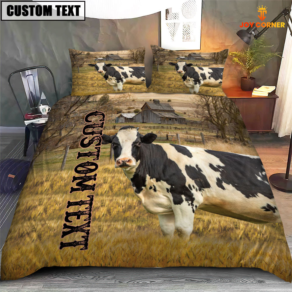 Personalized Name Holstein Cattle On The Farm 3D Bedding Set