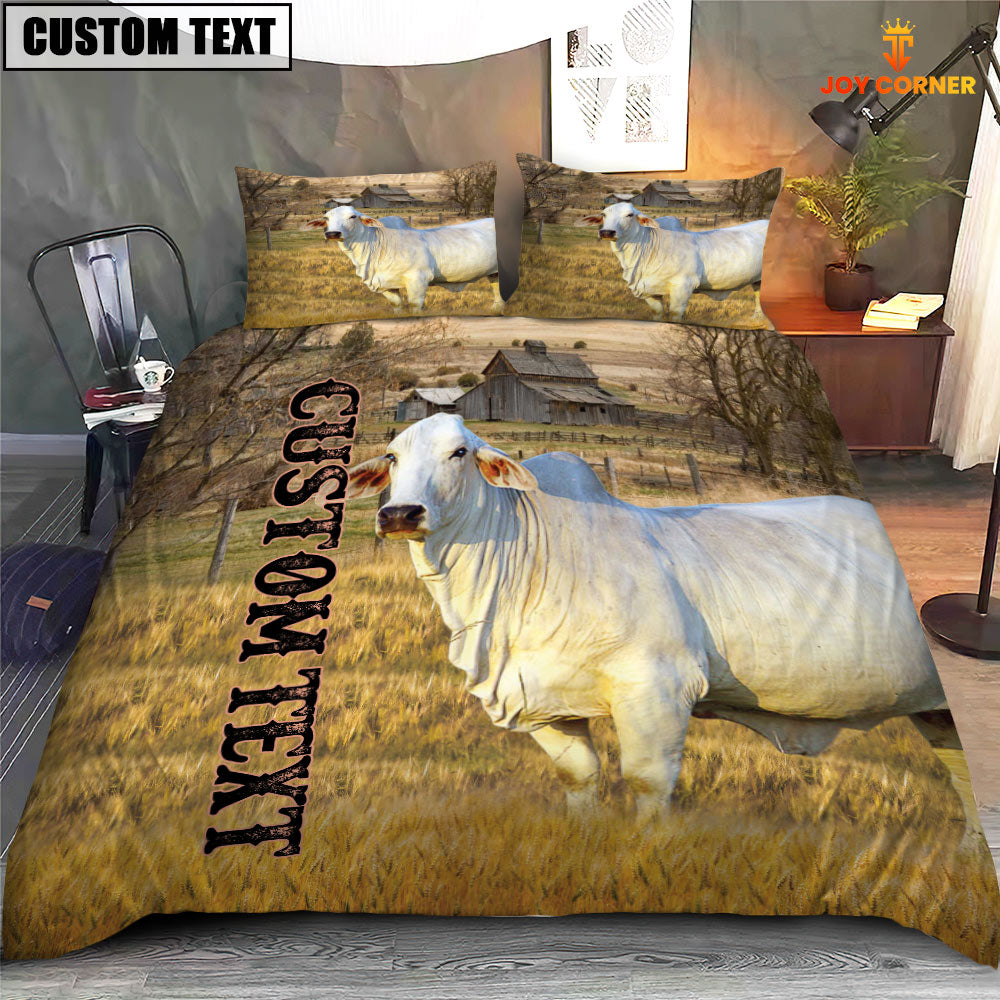 Personalized Name Brahman Cattle On The Farm 3D Bedding Set