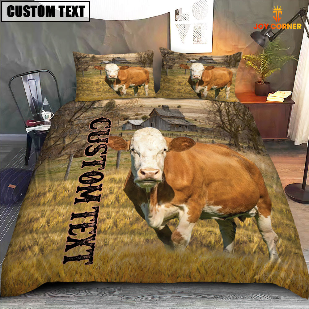 Personalized Name Fleckvieh Cattle On The Farm 3D Bedding Set