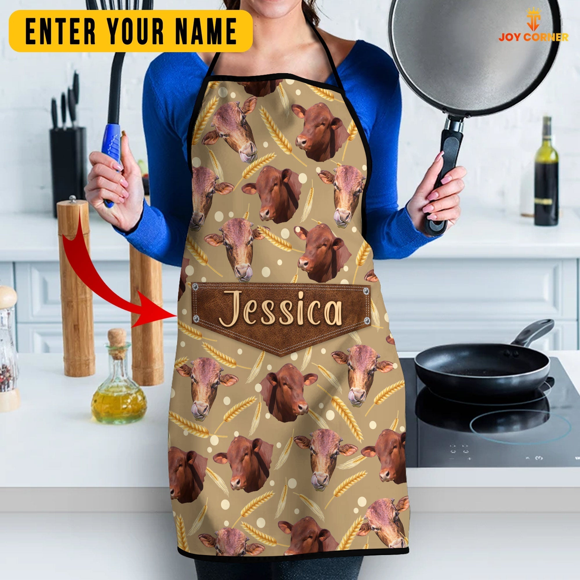 Beefmaster Happy Face Custom Name Apron