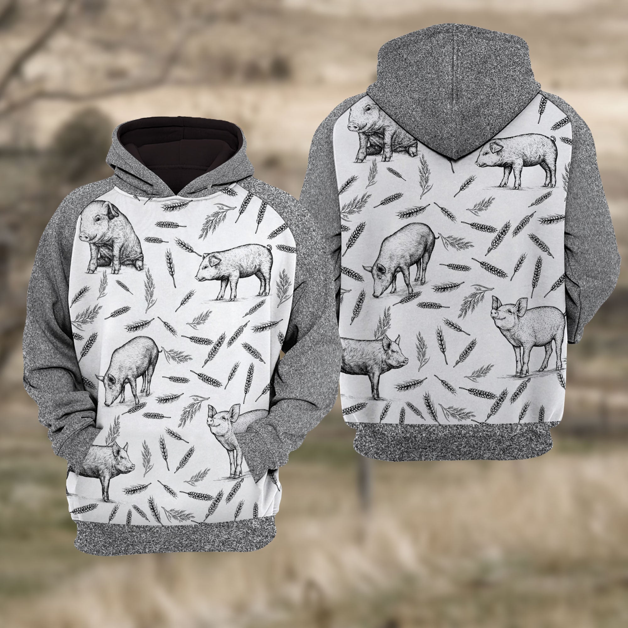 Pig Black & White Raglan Hoodie