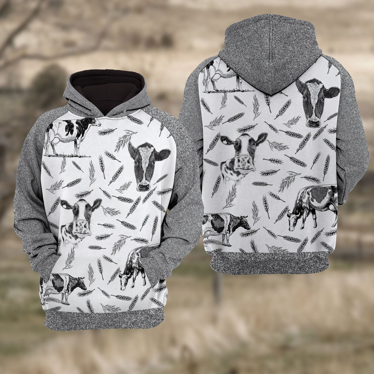 Holstein Cattle Black & White Raglan Hoodie