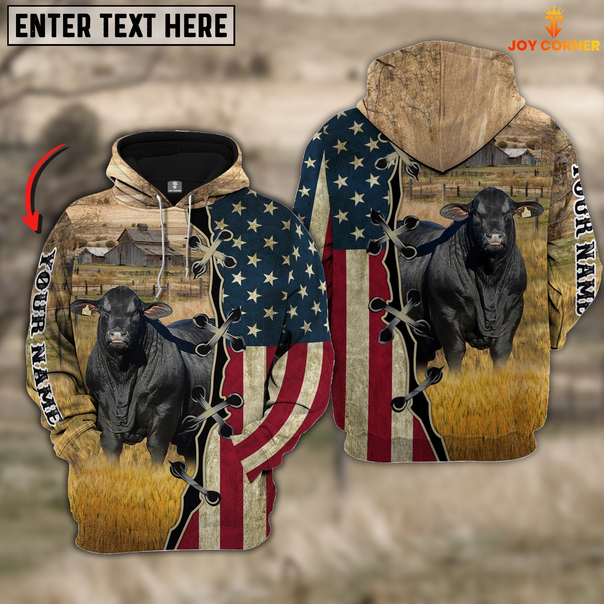 Brangus On Farms Custom Name American Flag 3D Shirt