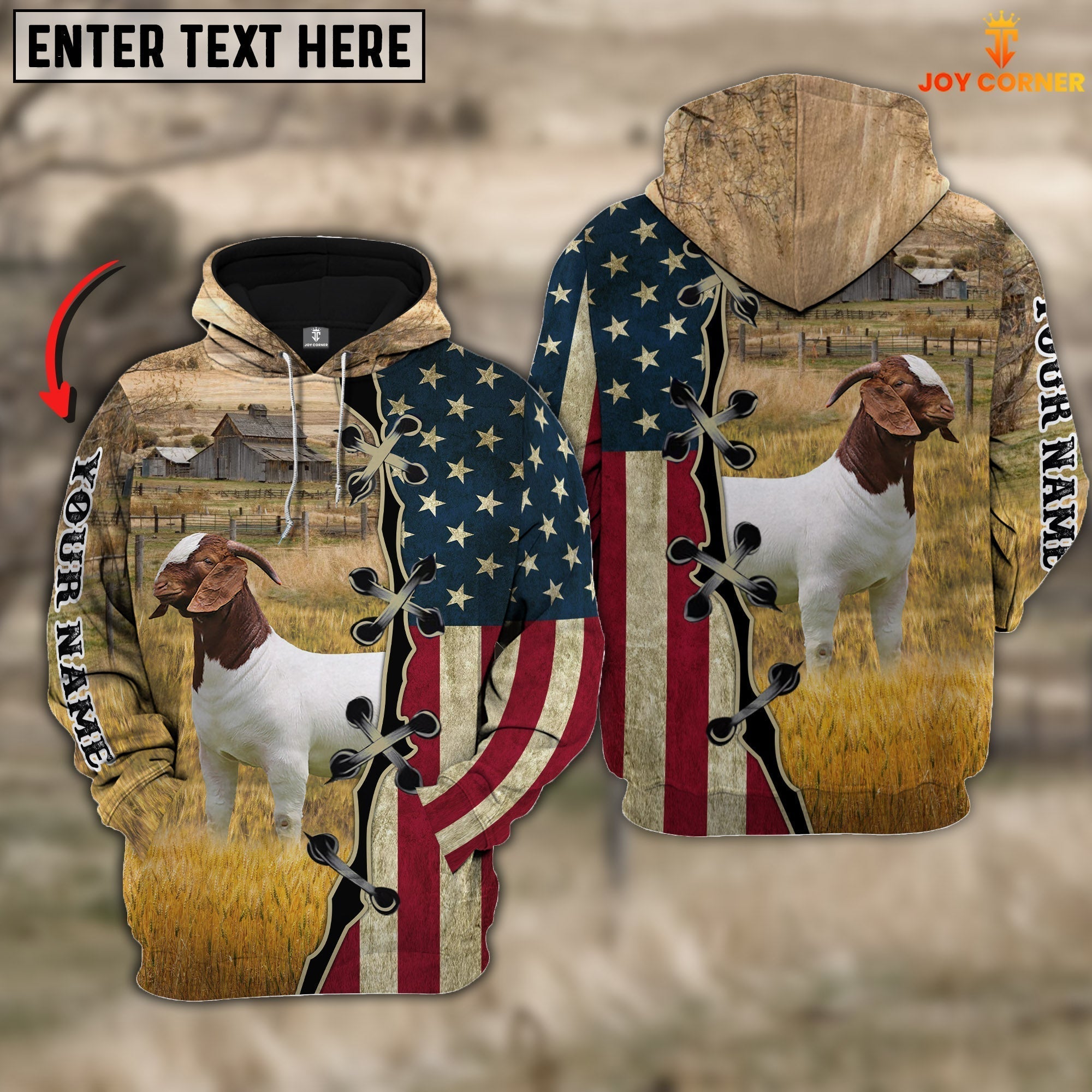 Boer On Farms Custom Name American Flag 3D Shirt