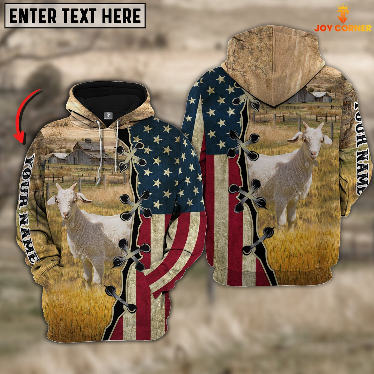 Goat On Farms Custom Name American Flag 3D Shirt