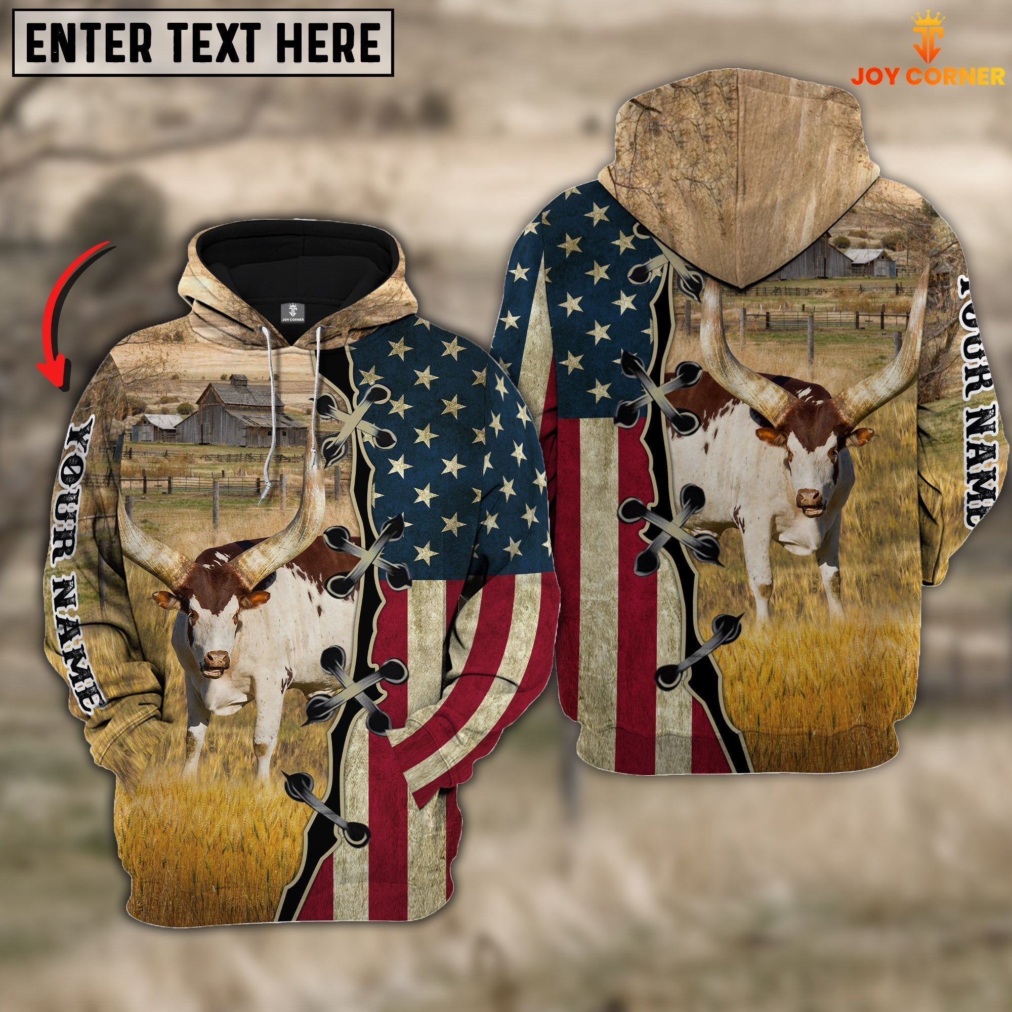 Watusi On Farms Custom Name American Flag 3D Shirt