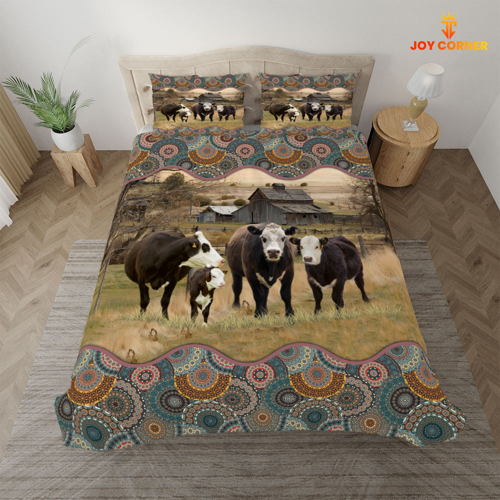 Black Hereford Vintage 3D Bedding Set