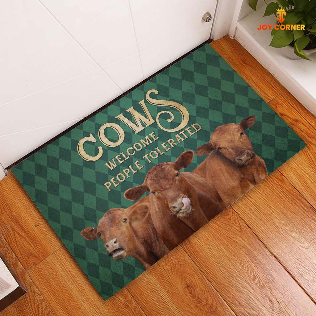 Red Angus Welcome People Tolerated Doormat