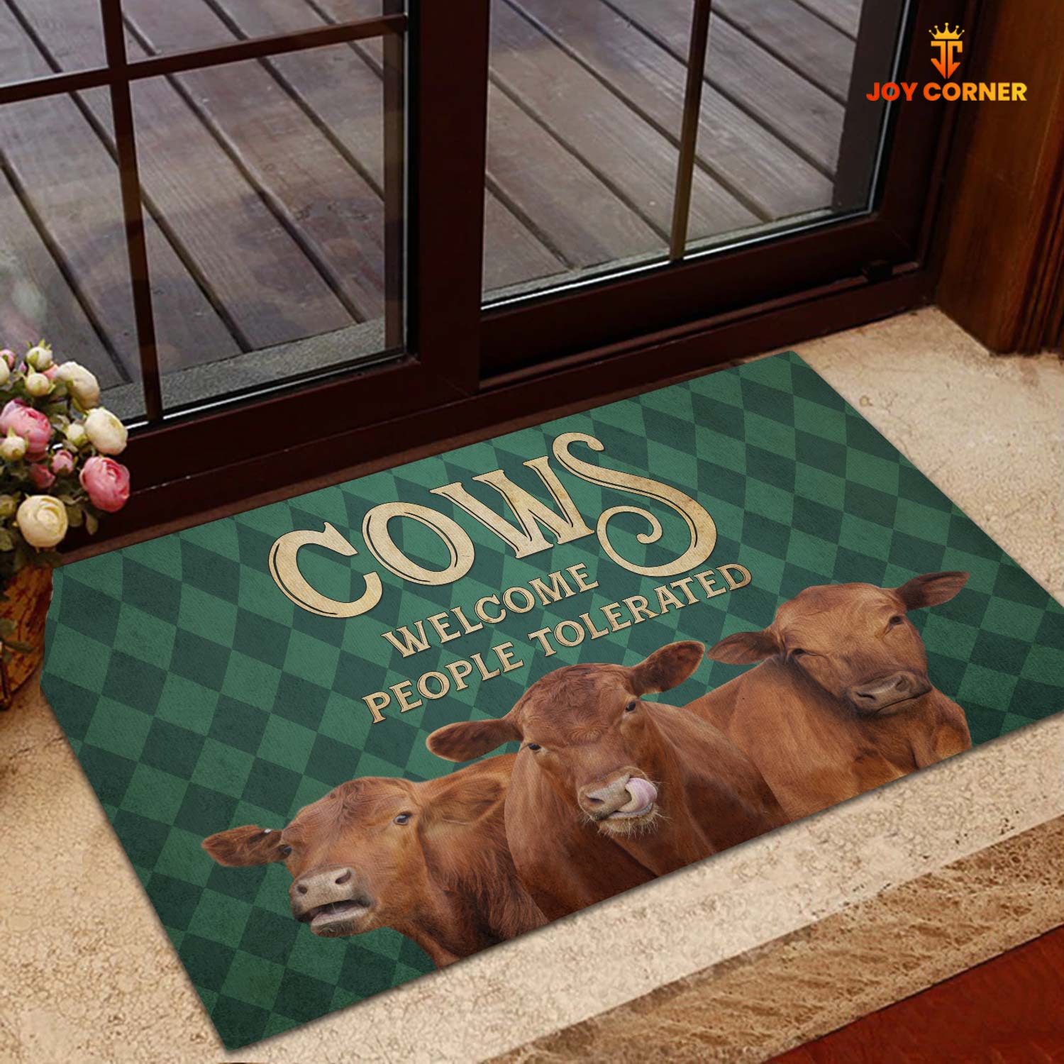 Red Angus Welcome People Tolerated Doormat