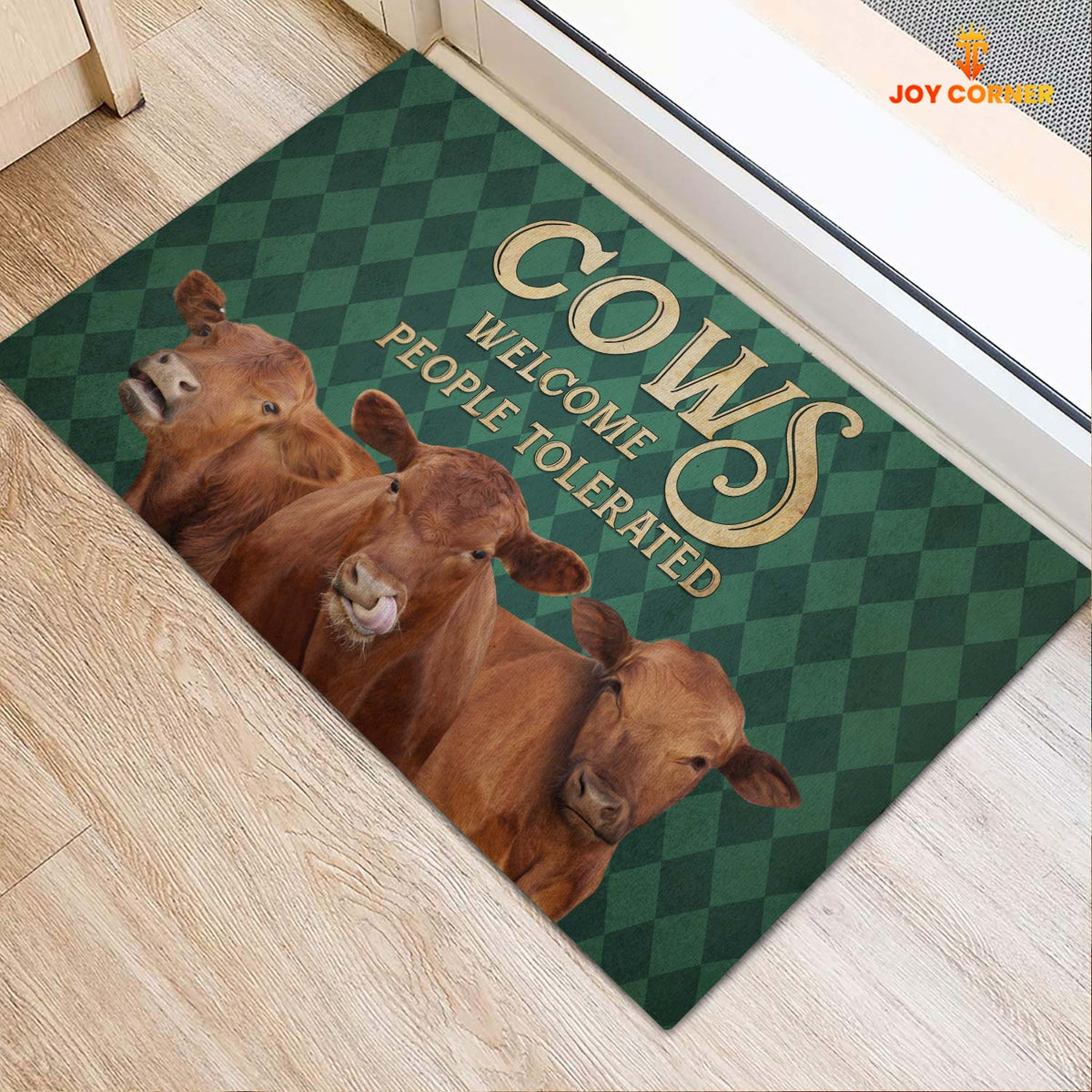 Red Angus Welcome People Tolerated Doormat