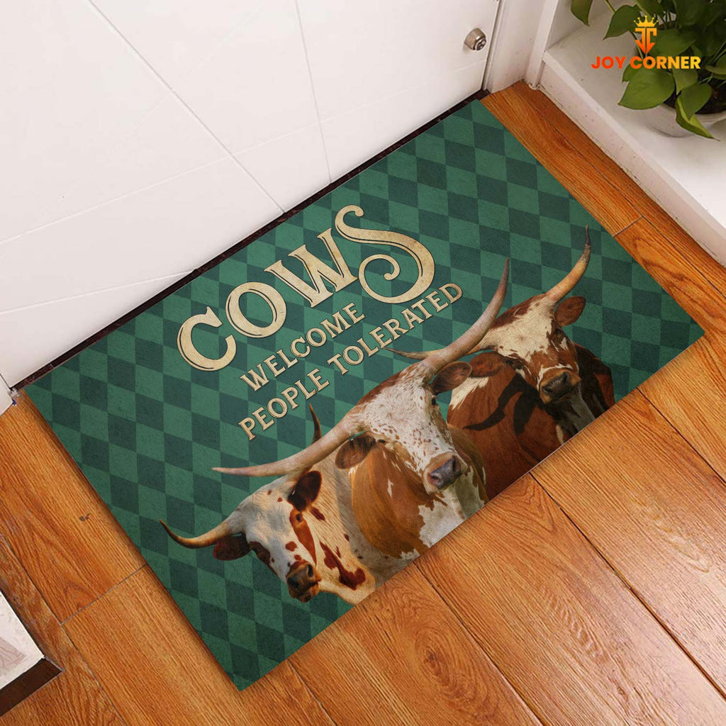 Texas Longhorn Welcome People Tolerated Doormat