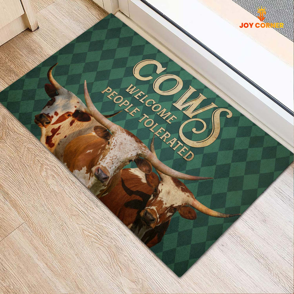 Texas Longhorn Welcome People Tolerated Doormat