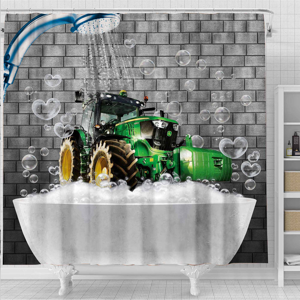 Tractor Brick Wall 3D Shower Curtain