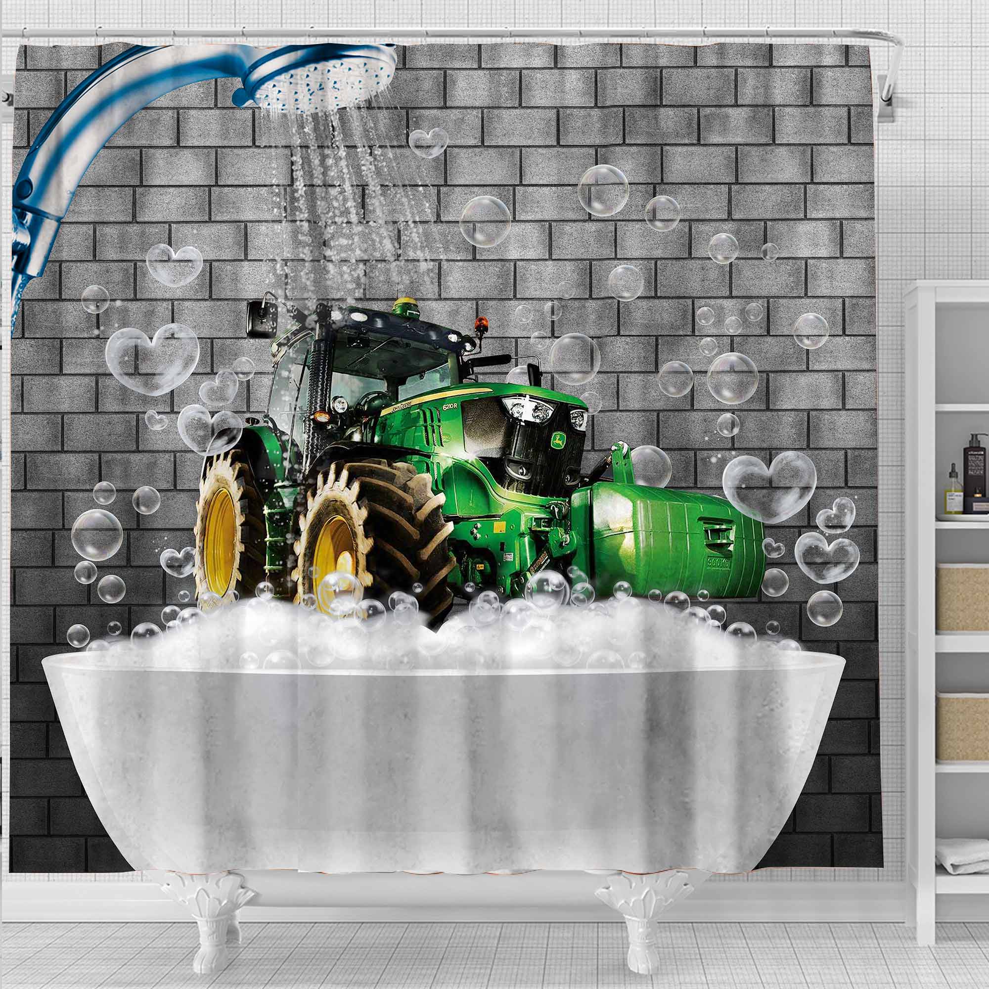 Tractor Brick Wall 3D Shower Curtain